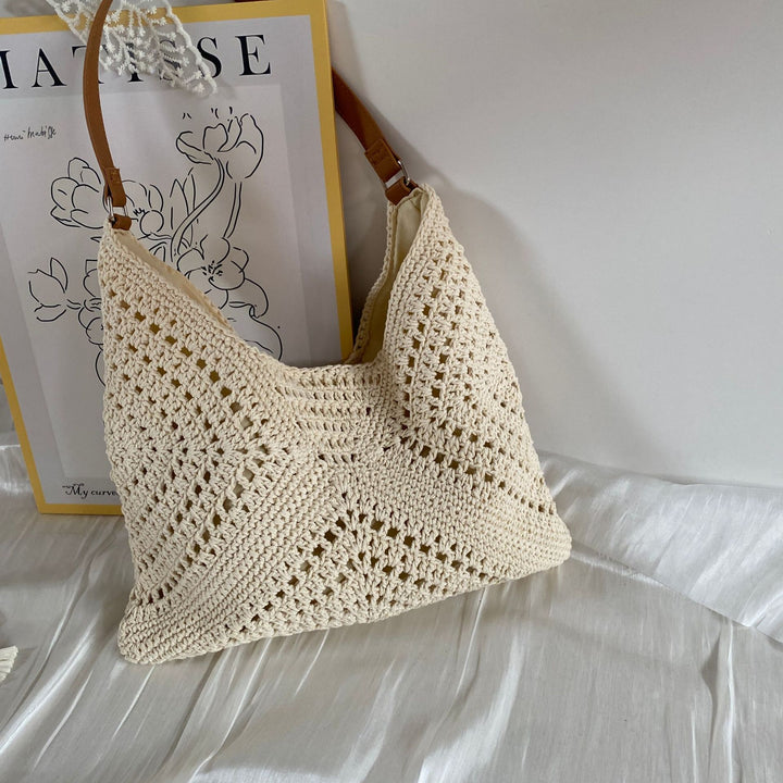 Knit shoulder bag with leather handles Stornfield