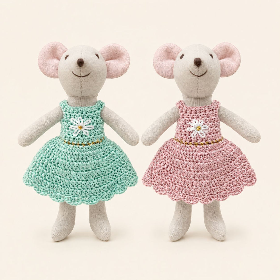 Hand-stitched Linen Mouse Doll