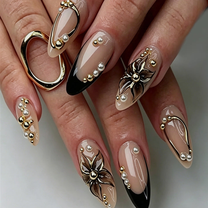 Acrylic nail set with handmade embellishments Stornfield
