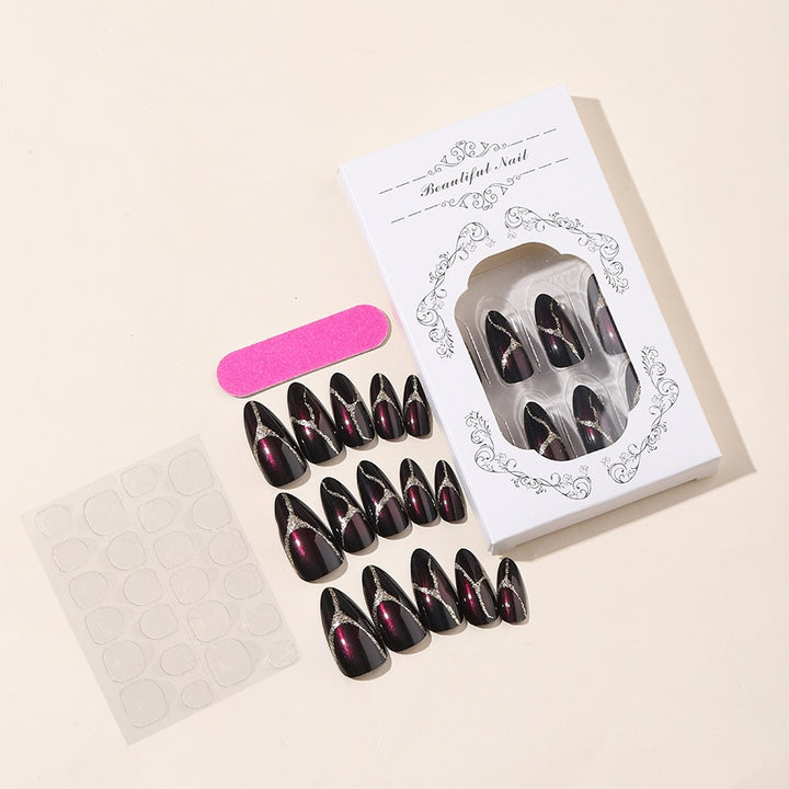 Acrylic nail set with glamorous accents and high-gloss finish Stornfield