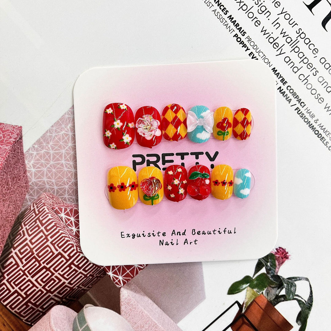 Artistic 3D Decorated Press-On Nail Set Stornfield