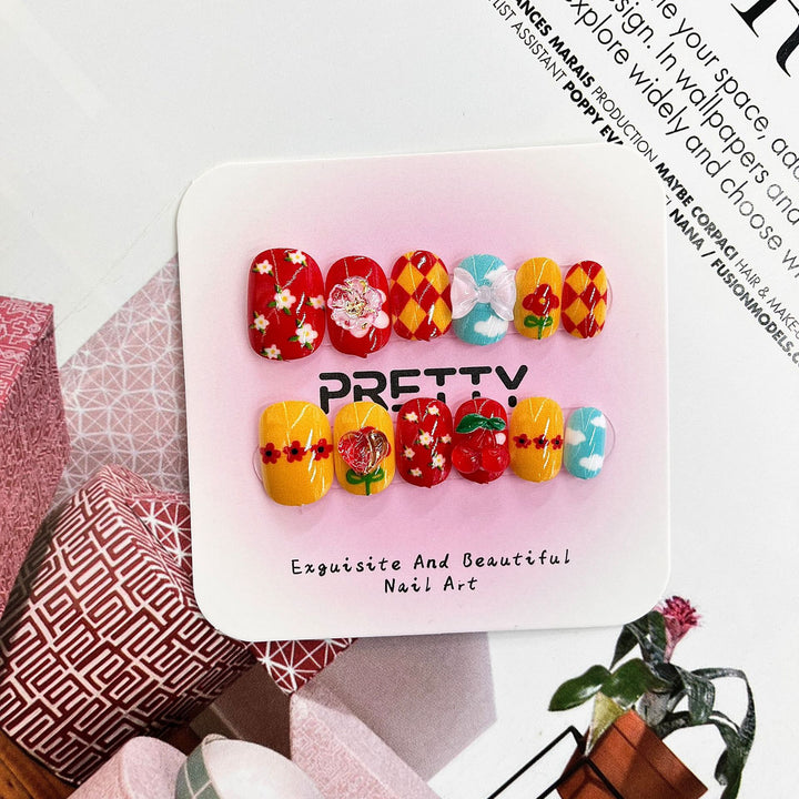 Artistic 3D Decorated Press-On Nail Set Stornfield