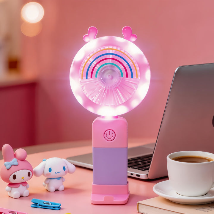 Ladies portable handheld fan with LED lighting and flexible design Stornfield