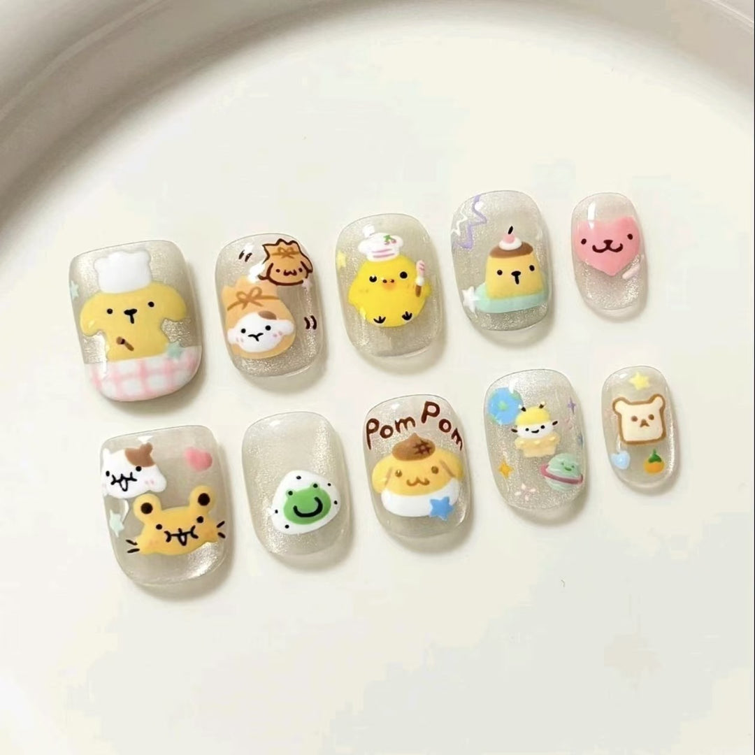 Whimsical Character Press-On Nail Art Set Stornfield