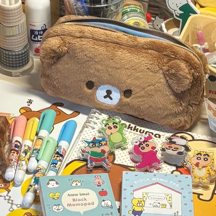 Plush Bear-Shaped Zippered Pouch