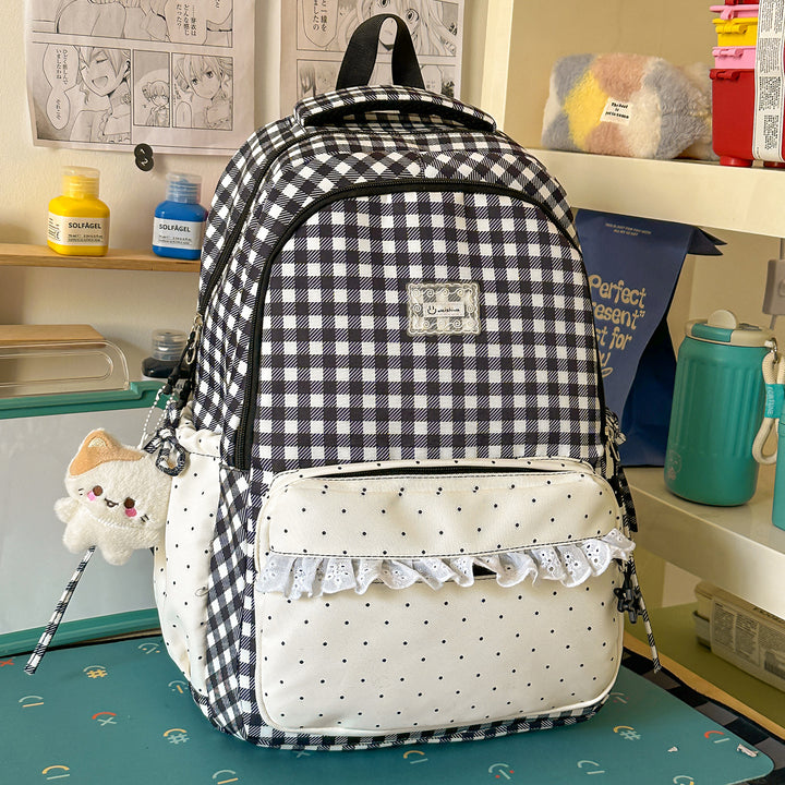 Playful Gingham Patterned School Backpack Stornfield