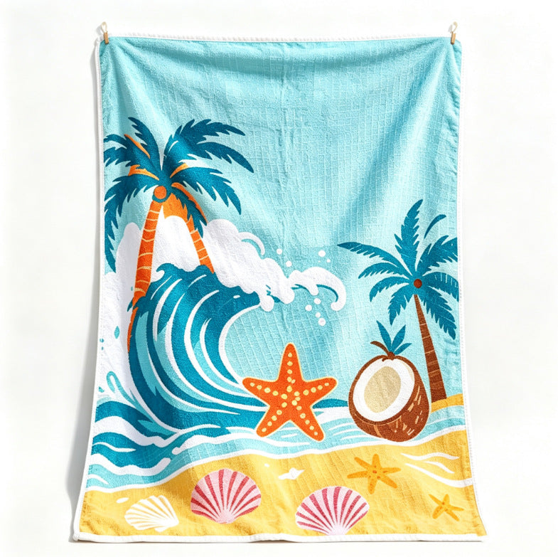 Beach blanket with tropical motif and high-quality waffle structure Stornfield