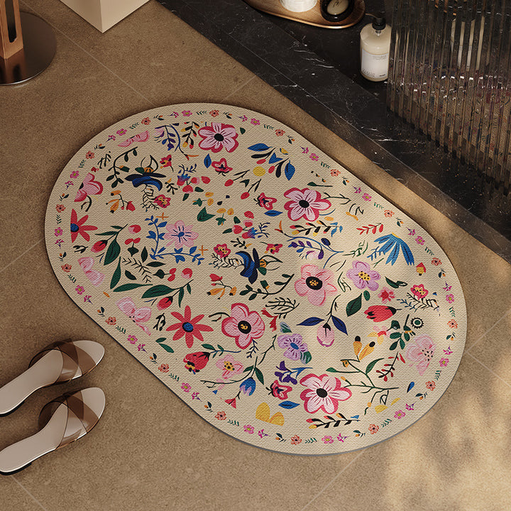 Floral Design Bathroom Mat