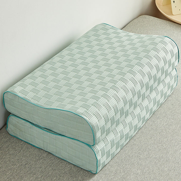 Orthopedic neck support pillow with ergonomic shape and ventilated cover Stornfield