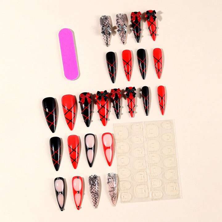 Gothic-Inspired Stiletto Nail Art Extensions Stornfield