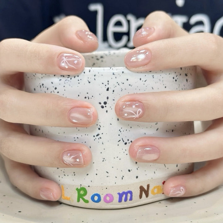 Press-On Nail Art Set with Decorative Bow Design
