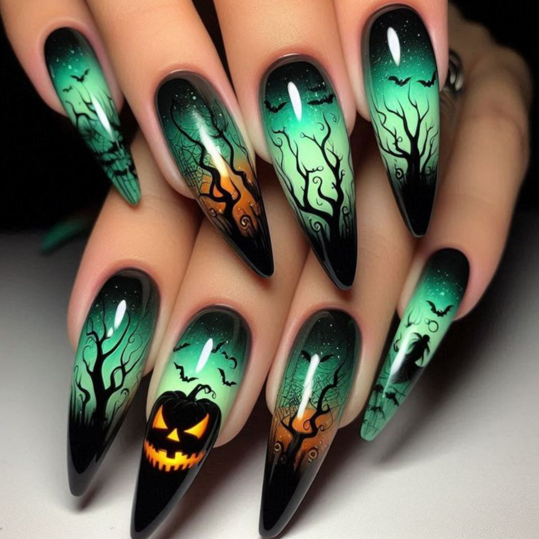 Halloween-Inspired 3D Stiletto Nail Art Extensions Stornfield