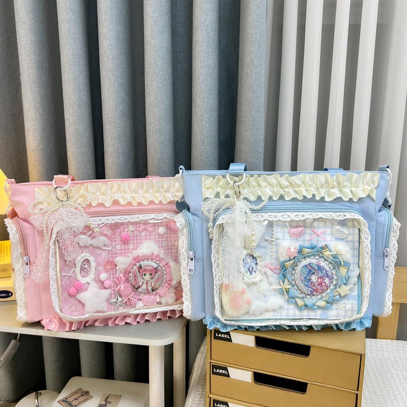 Shoulder bag with transparent front and playful applications Stornfield