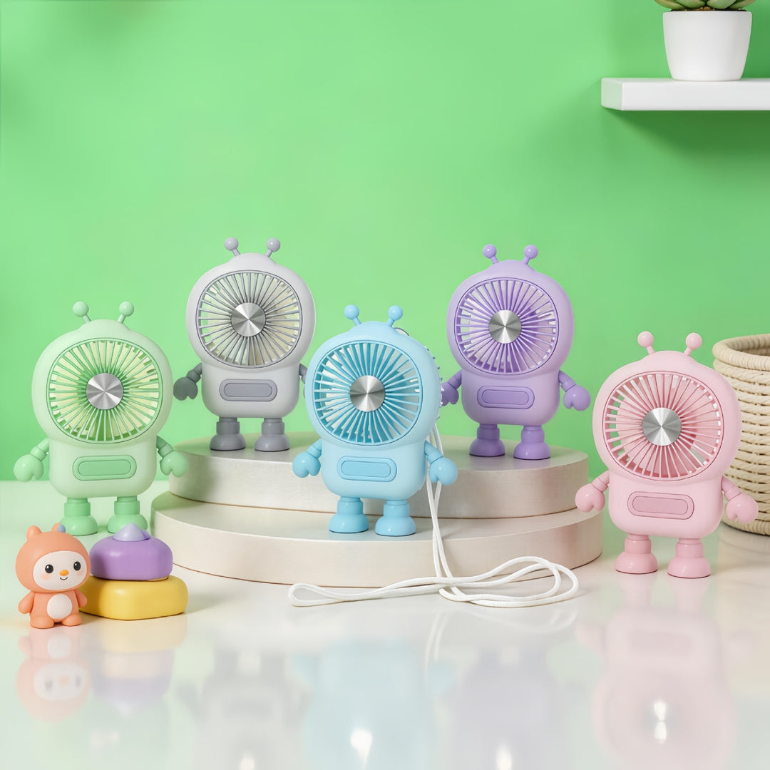 Ladies Portable Robot Fan with USB Charging Function and Flexible Design Stornfield