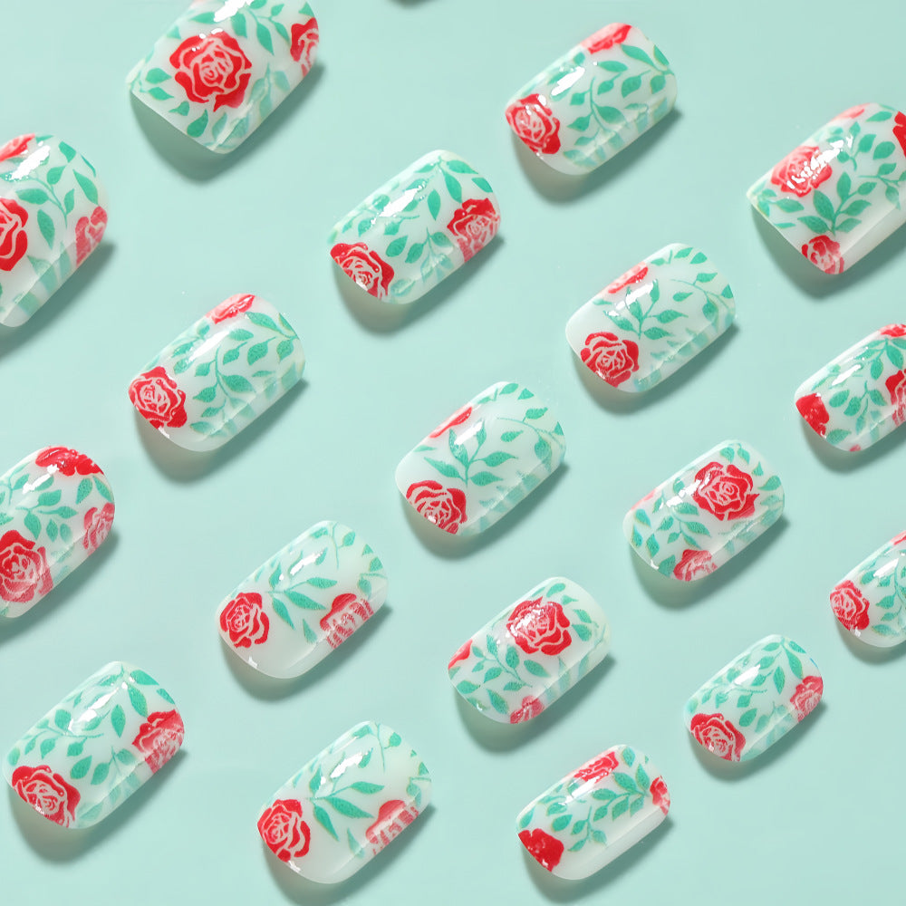 Artificial nails with romantic rose pattern Stornfield