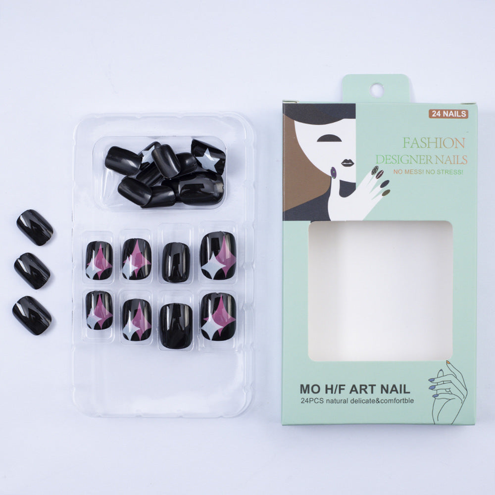 Artificial Nail Set with Modern Star Patterns Stornfield