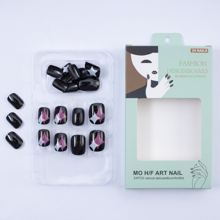 Artificial Nail Set with Modern Star Patterns Stornfield