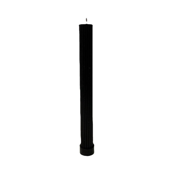 Sculptural Column Pillar Candle with Vertical Fluted Texture and Weighted Base