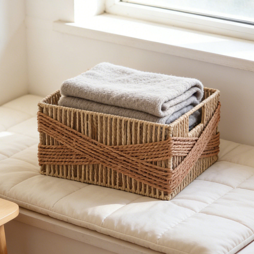 Handcrafted storage basket with decorative weave Stornfield