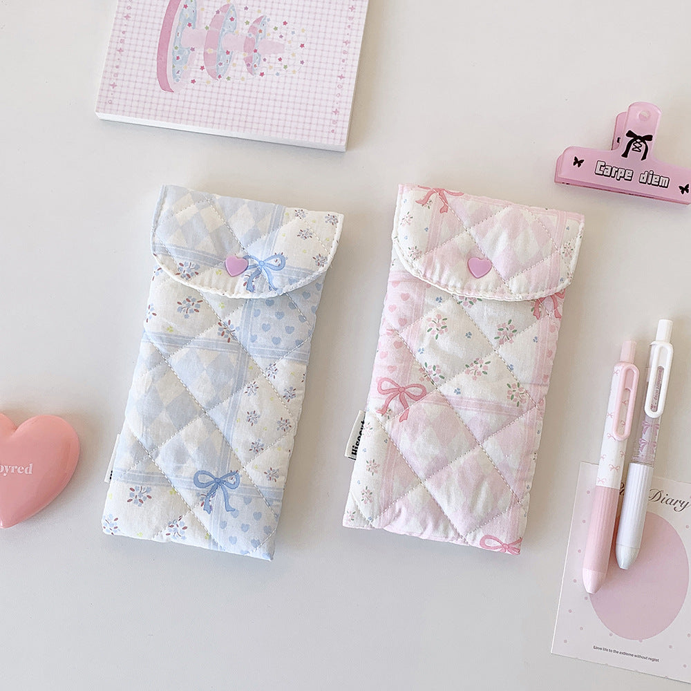 Quilted Pencil Case with Heart Design