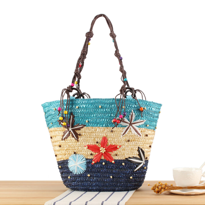 Handcrafted beach bag with cheerful floral patterns Stornfield
