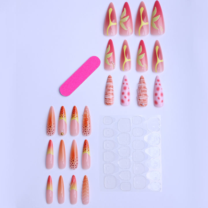 Exquisite Artificial Nails with Floral Accents Stornfield