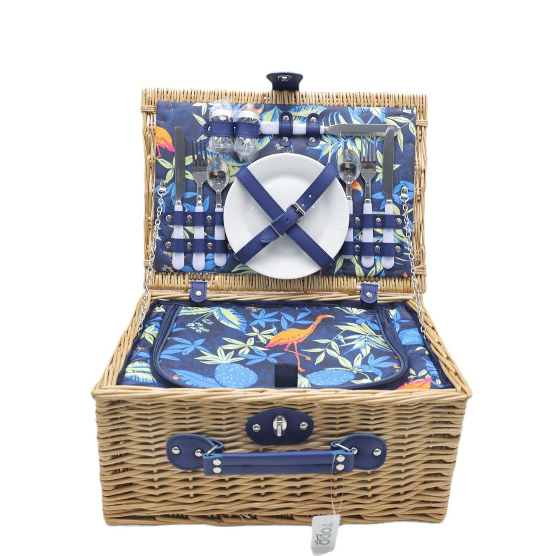 Ladies picnic basket with integrated dish set and insulated cooler bag Stornfield