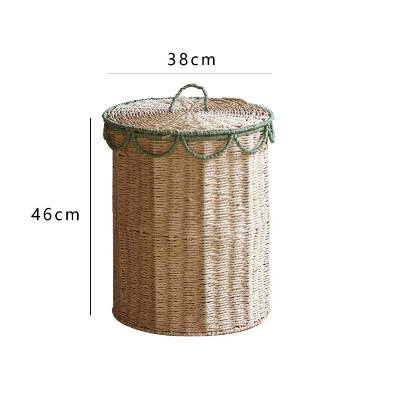 Rustic laundry basket with lid Stornfield