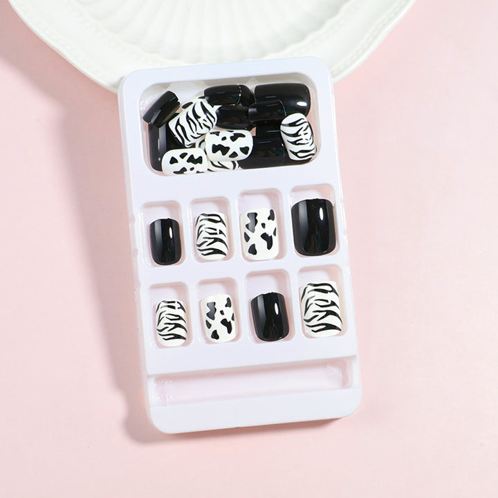 Artistic Press-On Nail Set with Modern Geometric Designs Stornfield
