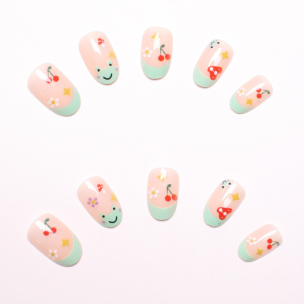 Artificial nail set with cheerful 3D designs and blooming accents Stornfield