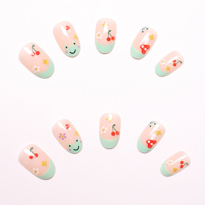 Artificial nail set with cheerful 3D designs and blooming accents Stornfield