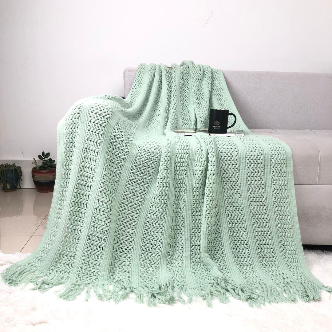 Handcrafted Textured Knit Throw Blanket Stornfield