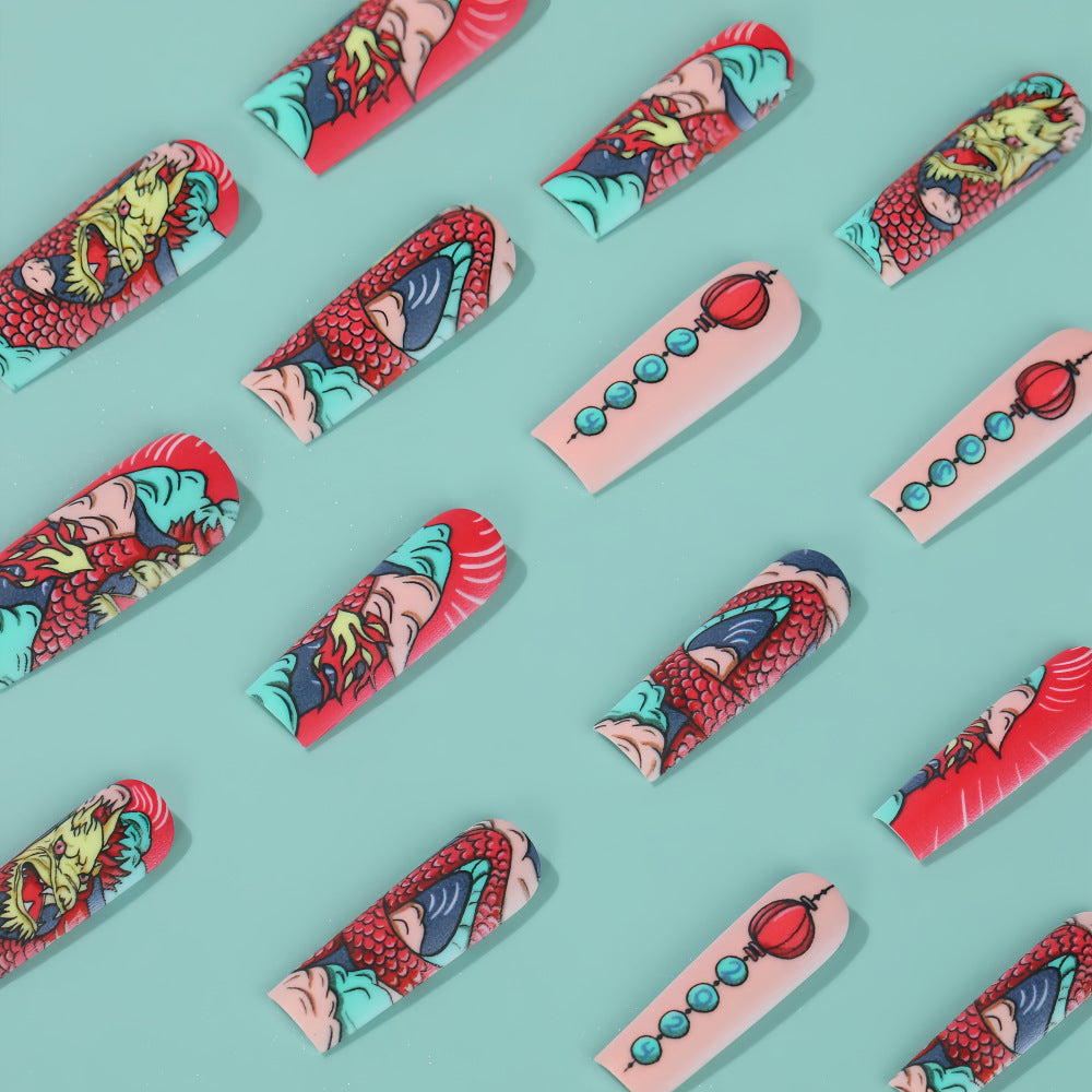 Creative artificial nails in Asian dragon design Stornfield
