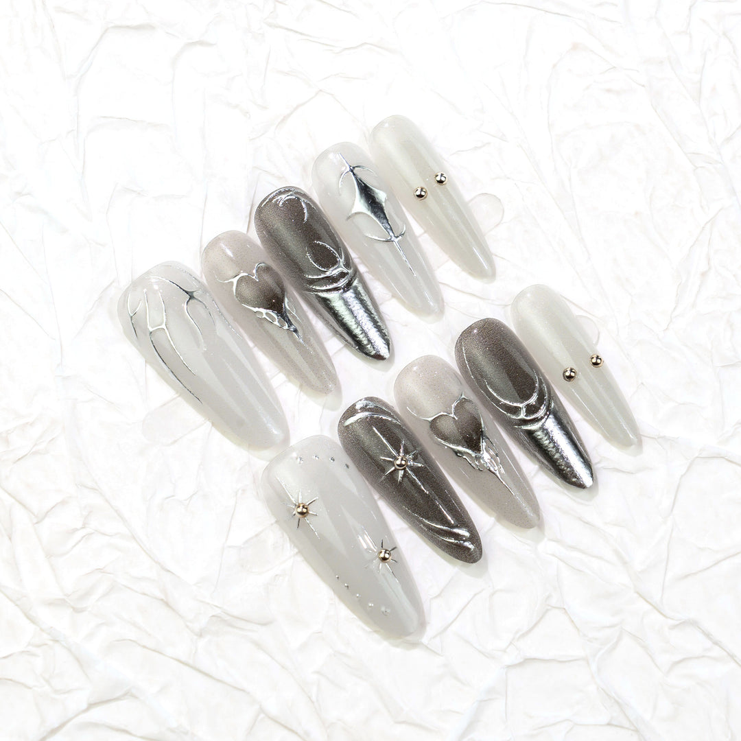 Artistic Metallic Press-On Nail Set