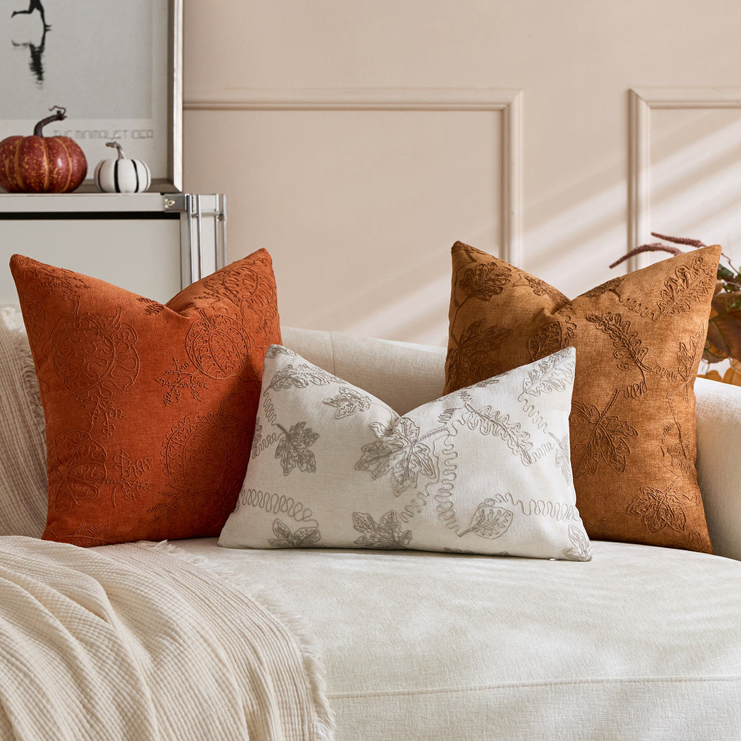 Decorative Embroidered Velvet Throw Pillow Cover Set
