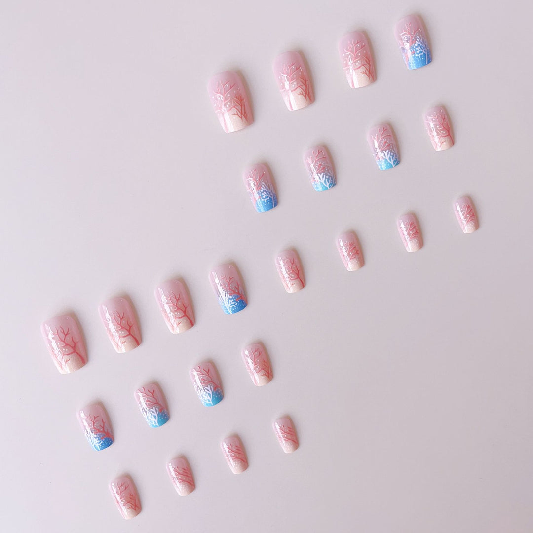 Artificial Nail Set with Maritime Coral Motif Stornfield