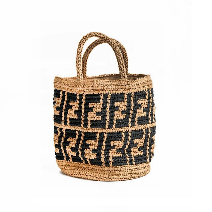 Handwoven basket bag with geometric pattern Stornfield