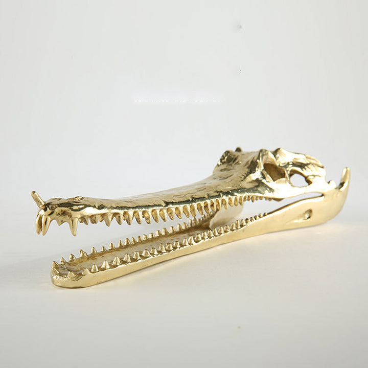 Luxurious Crocodile Skull Decorative Sculpture