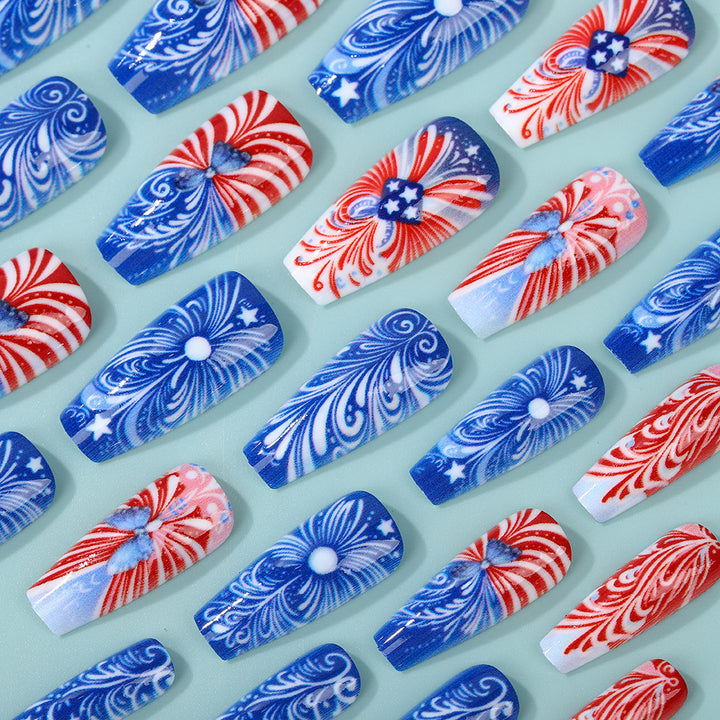 Creative acrylic nails with patriotic patterns Stornfield