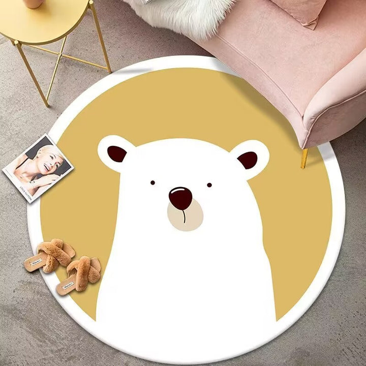 Educational Animal-Themed Round Area Rug