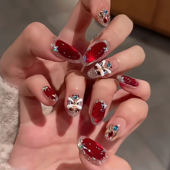 Artistic Rhinestone-Embellished Nail Extensions Stornfield