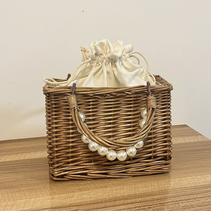 Ladies' basket bag with decorative pearl accents and bow decoration Stornfield