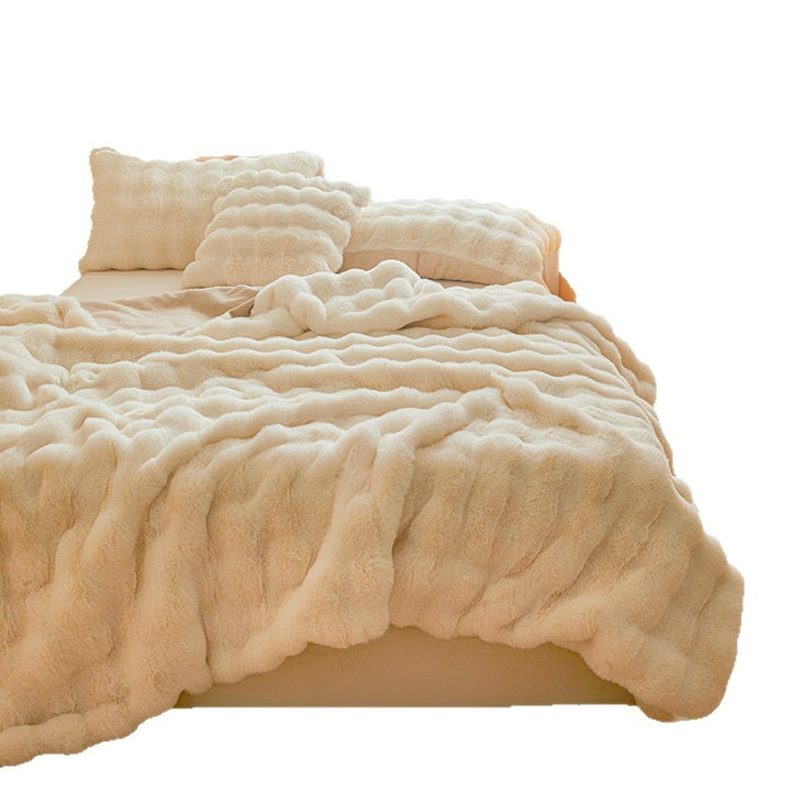Oversized Luxurious Faux Fur Throw Blanket with Deep Plush Pile for Sofa and Bed