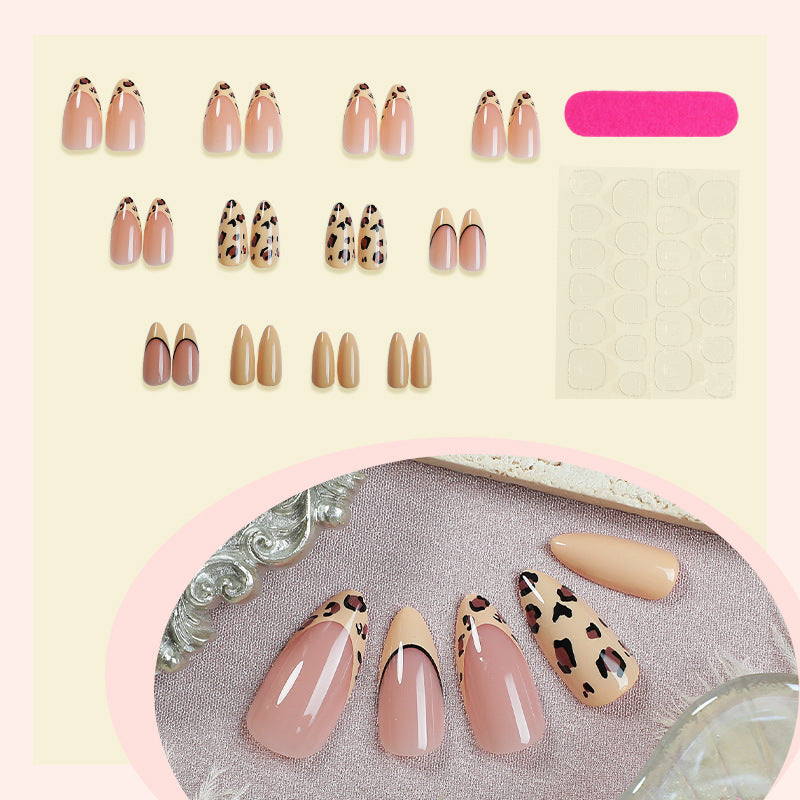 Elegant Stiletto Press-On Nail Art Set with Leopard Print Design Stornfield