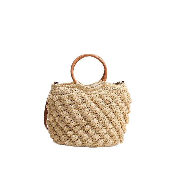 Handcrafted macrame bag with wooden handles Stornfield