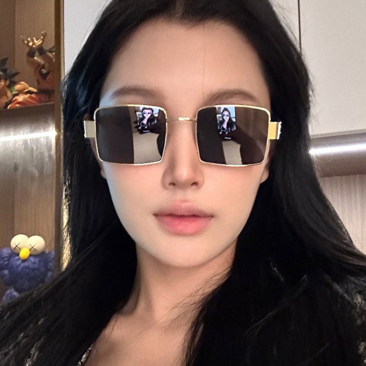 Women's fashionable rectangular sunglasses with high-quality metal frame and polarized lenses Stornfield