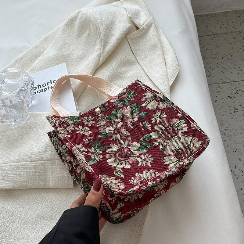 Floral Patterned Cotton Tote Bag