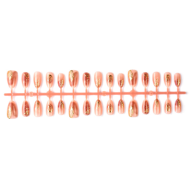 Elegant Gold-Accented Press-On Nail Art Set Stornfield