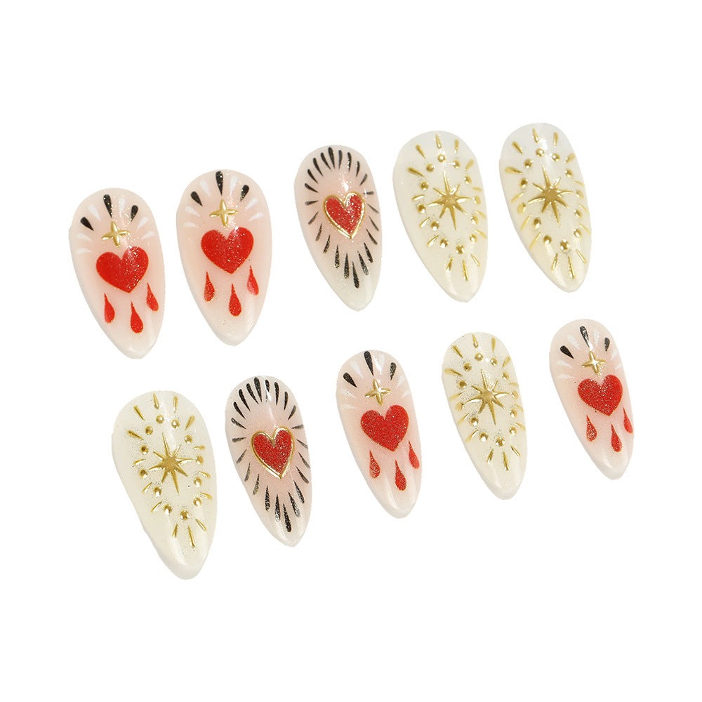 Nail art with glitter and heart decoration Stornfield