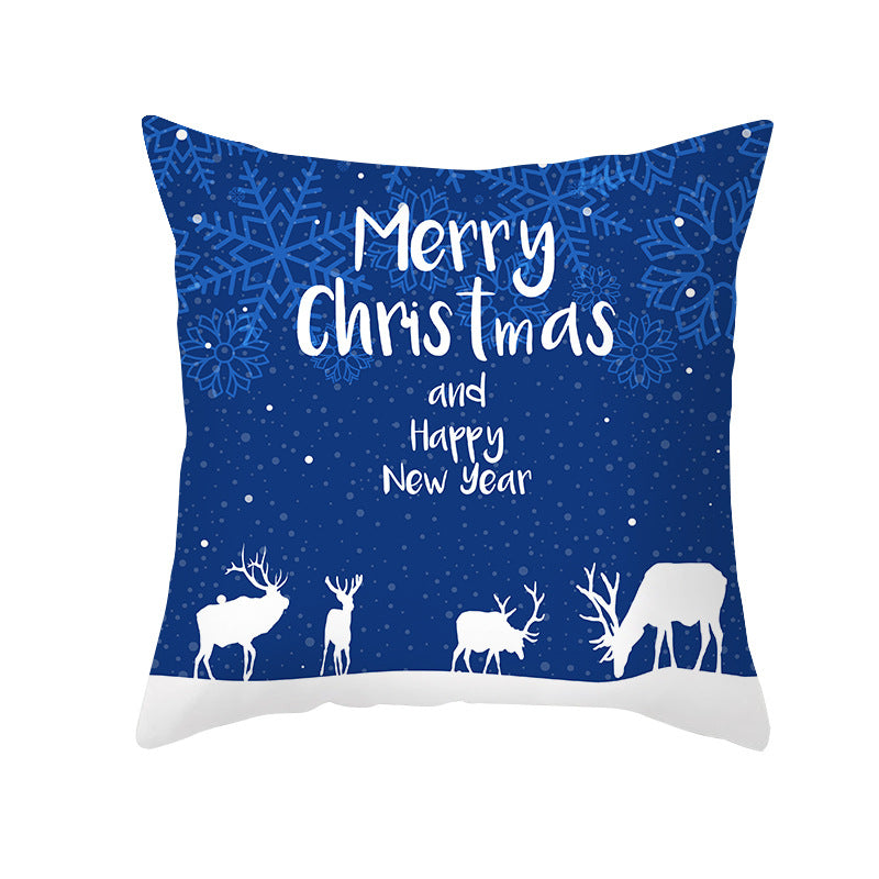 Festive Santa Silhouette Square Cushion Cover with Snowflake Border and Concealed Zipper